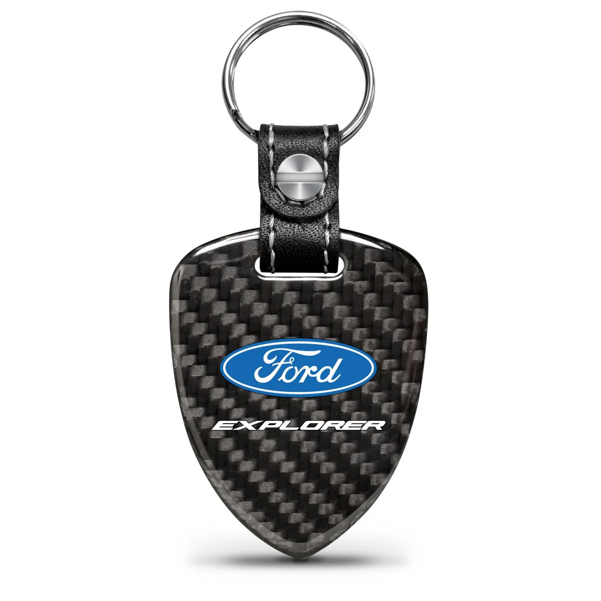iPick Image, LLC iPick Image, LLC Ford Explorer Real Black Carbon Fiber Large Shield-Style Key Chain — product photo