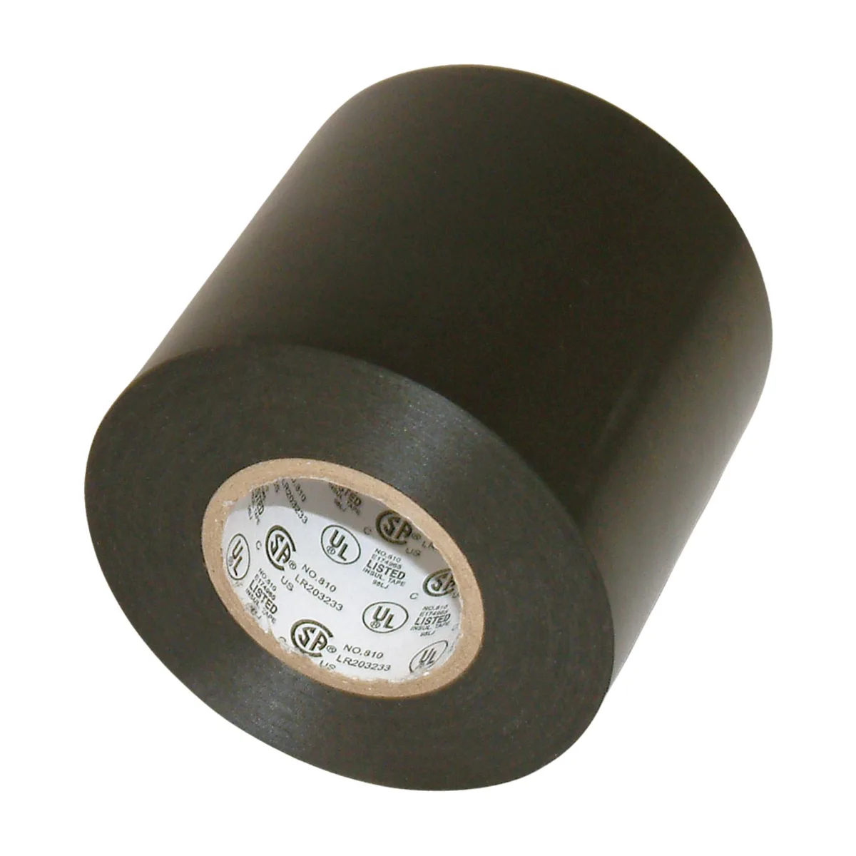Black electrical tape roll, 72 mm wide, 66 ft length, matte finish