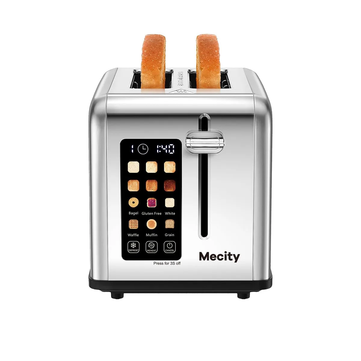  Mecity T-68A 2 Slice Touchscreen Toaster 1.5" Slot 825W Stainless Steel — product photo