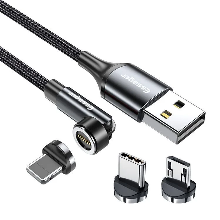 ESTONE ESTONE Essager WX 3-in-1 Magnetic USB Cable 540° 3.0A 480Mbps 3.3ft — product photo