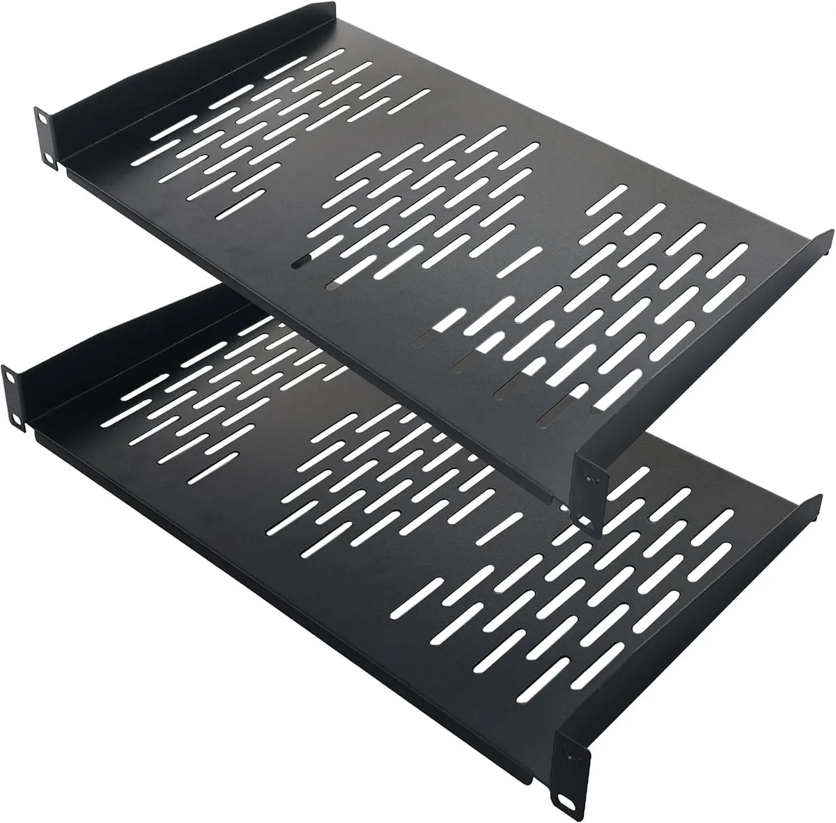 TAURKENAM TAURKENAM 2PCS 1U 19" Vented Cantilever Server Rack Shelves 25cm Depth Black — product photo