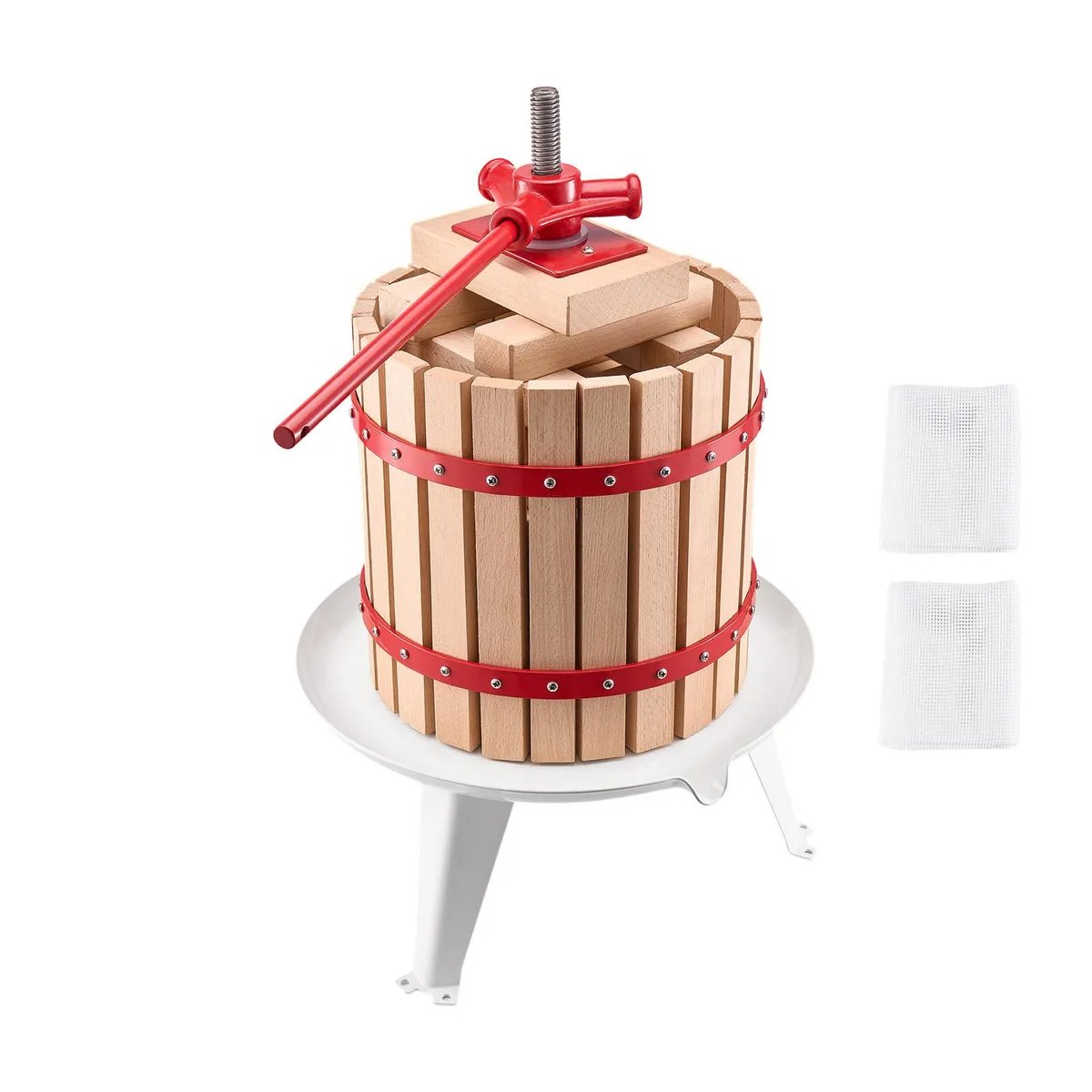 VEVOR VEVOR 12L Manual Fruit Wine Press, Solid Wood Basket with 8 Blocks — product photo