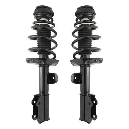 Pair of silver front strut assemblies with springs and mounts
