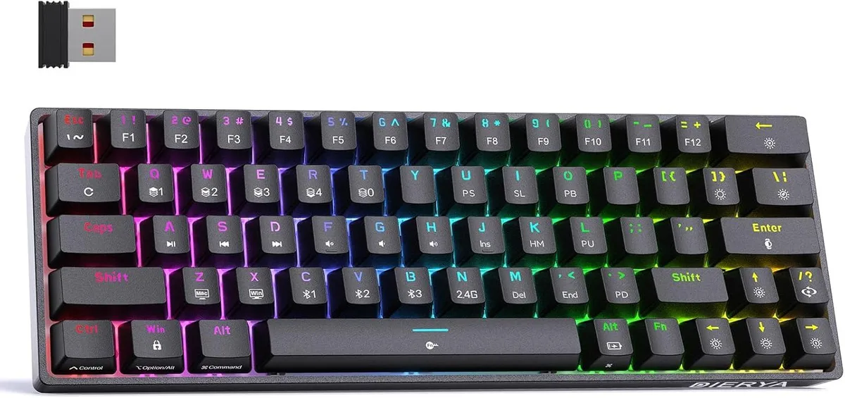 TUKO TUKO DK63 60% Mechanical Gaming Keyboard Red Switch 63 Keys 2.4G Bluetooth 5.0 Wired RGB 3000mAh Battery — product photo