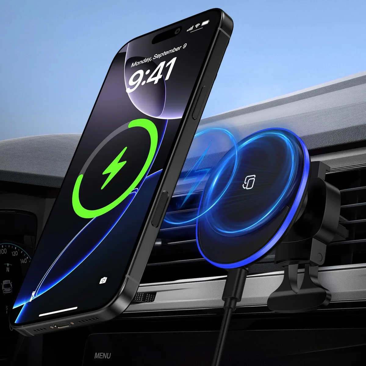  UorMe WXC-01 15W Wireless Car Charger Mount Black — product photo