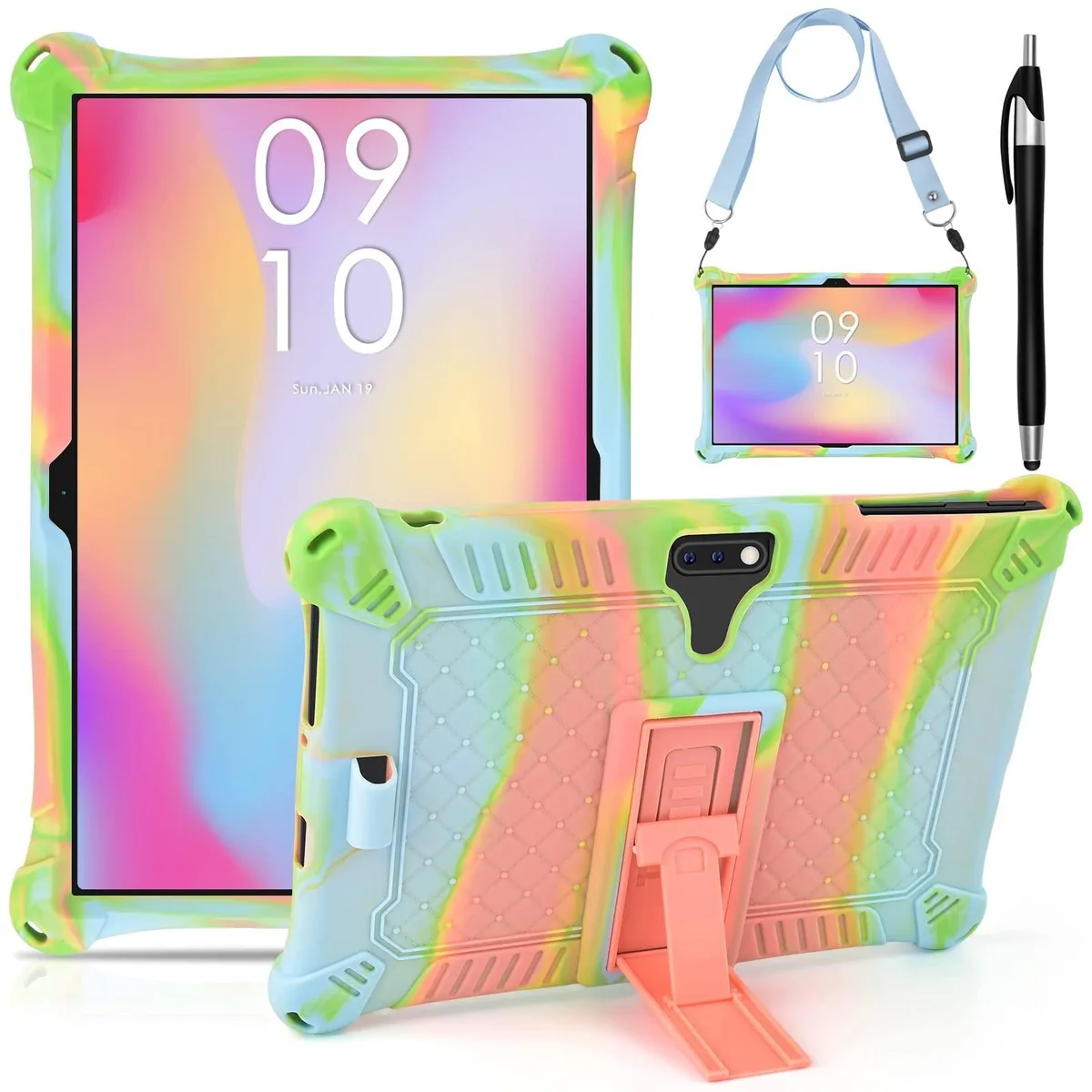Adafruit Adafruit 2 in 1 Accessory Silicone Case 10 inch Strap Pen Stand Orange Pink Blue — product photo