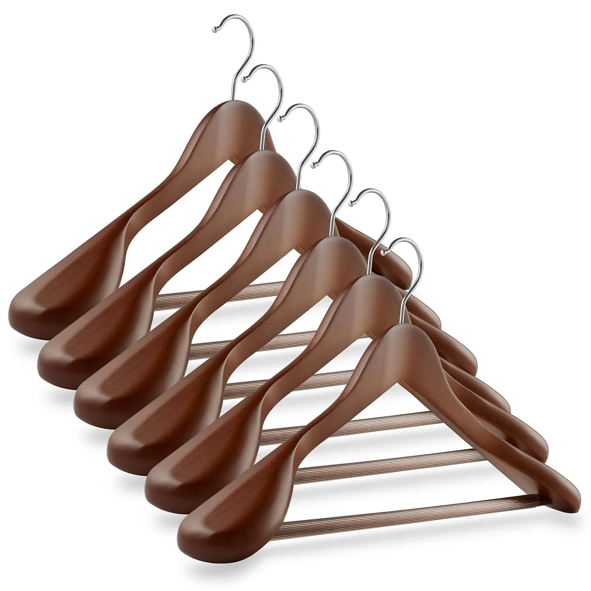 Casafield Casafield 6 Wide Shoulder Wooden Suit Hangers Cherry Brown — product photo