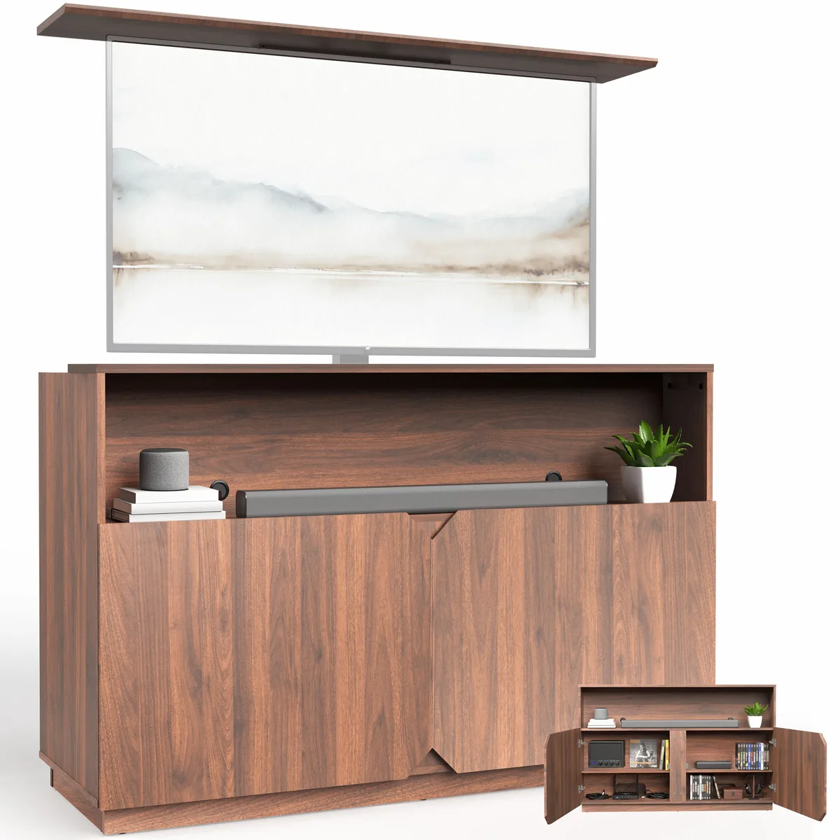 VIVO VIVO Walnut Hidden TV Lift Cabinet 32-55" 132 lbs — product photo
