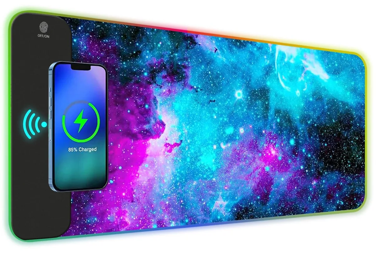 KEHIPI KEHIPI Wireless Charging RGB Mouse Pad 15W 800x300x4mm Galaxy Nebula Universe — product photo