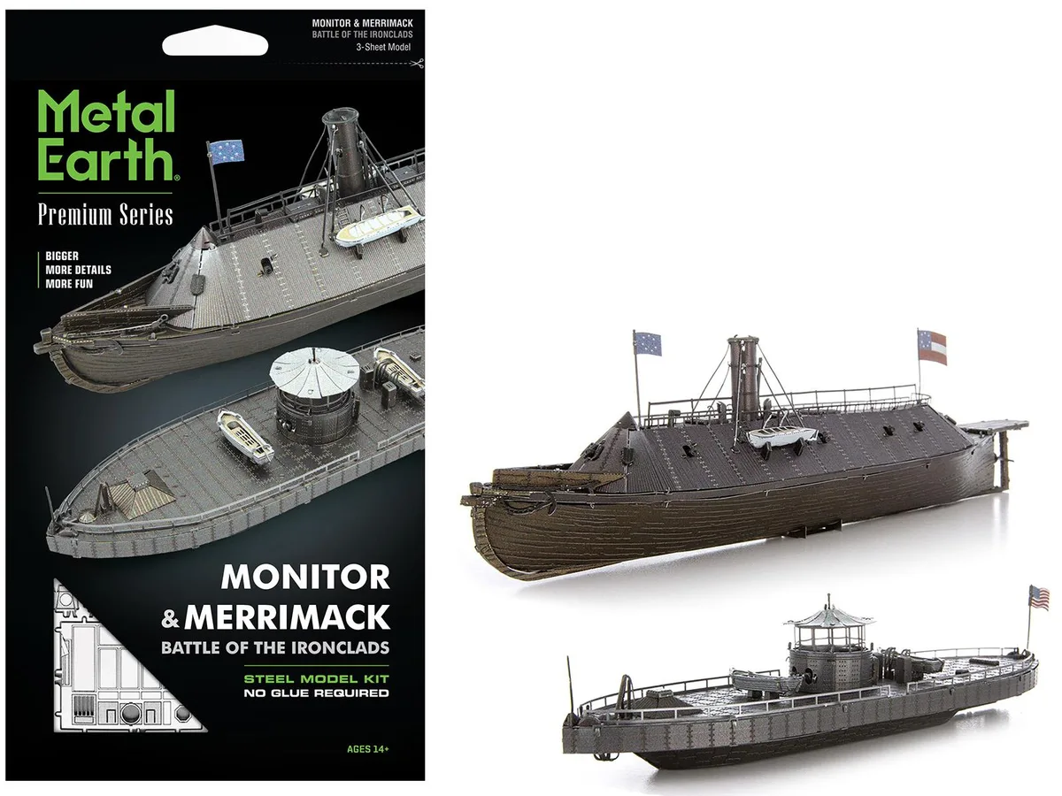Metal Earth Metal Earth USS Monitor &amp; Merrimack Ironclads 178-Part Steel Model Kit — product photo