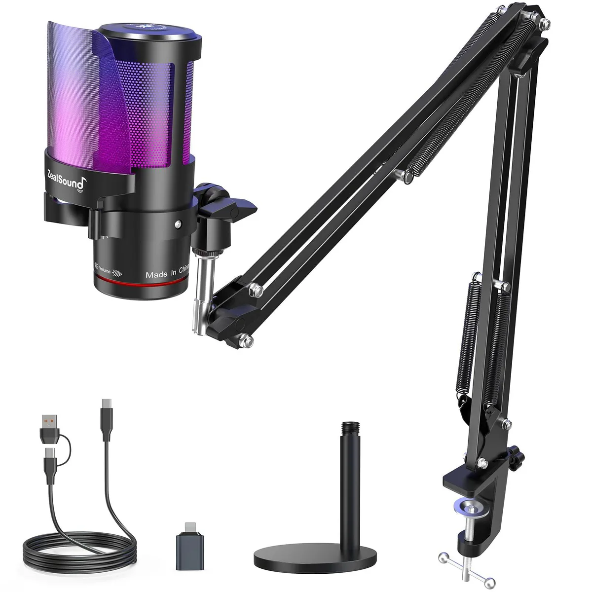  ZealSound BKD-11 Series USB Microphone RGB 192kHz — product photo