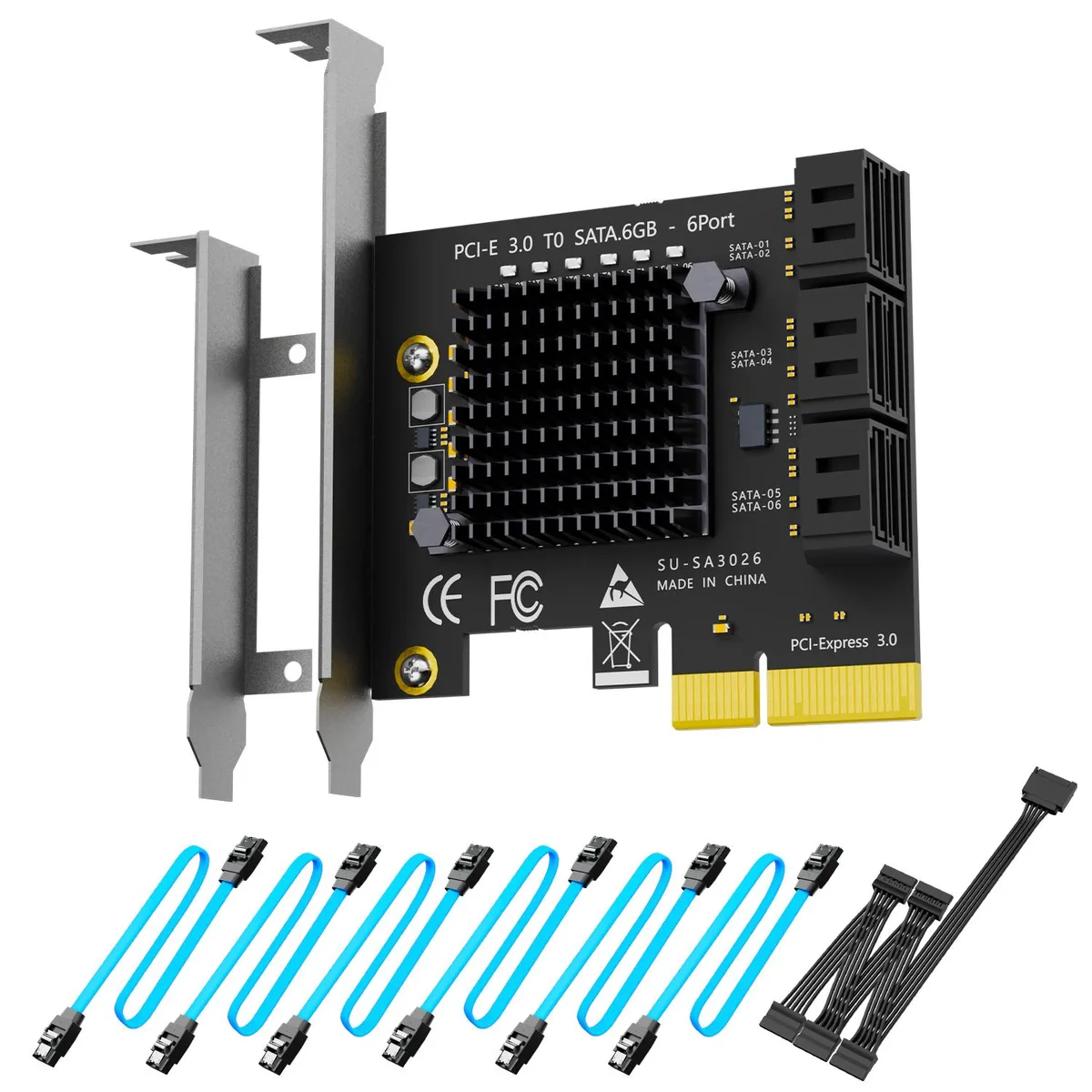 GLOTRENDS GLOTRENDS SA3026 6-Port PCIe 3.0 X2 SATA Expansion Card — product photo
