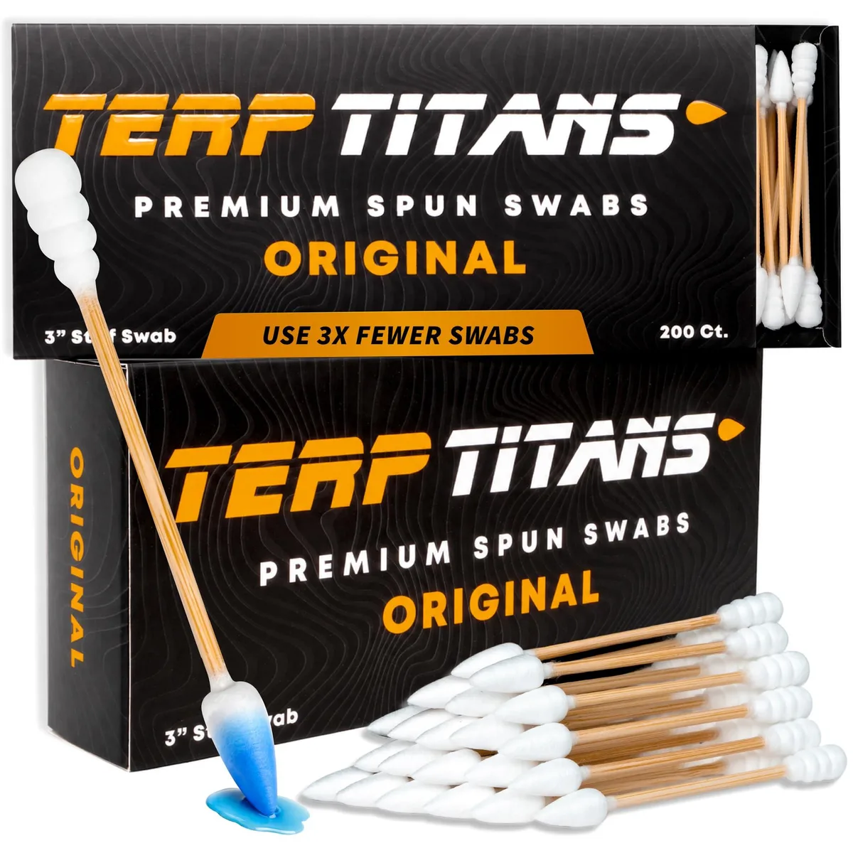 Two boxes of 200 dual-tip bamboo swabs with spiral and pointed cotton ends