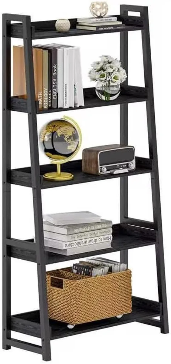 BFKK BFKK 5-Tier Industrial Bookshelf 31.5in Wide Black — product photo