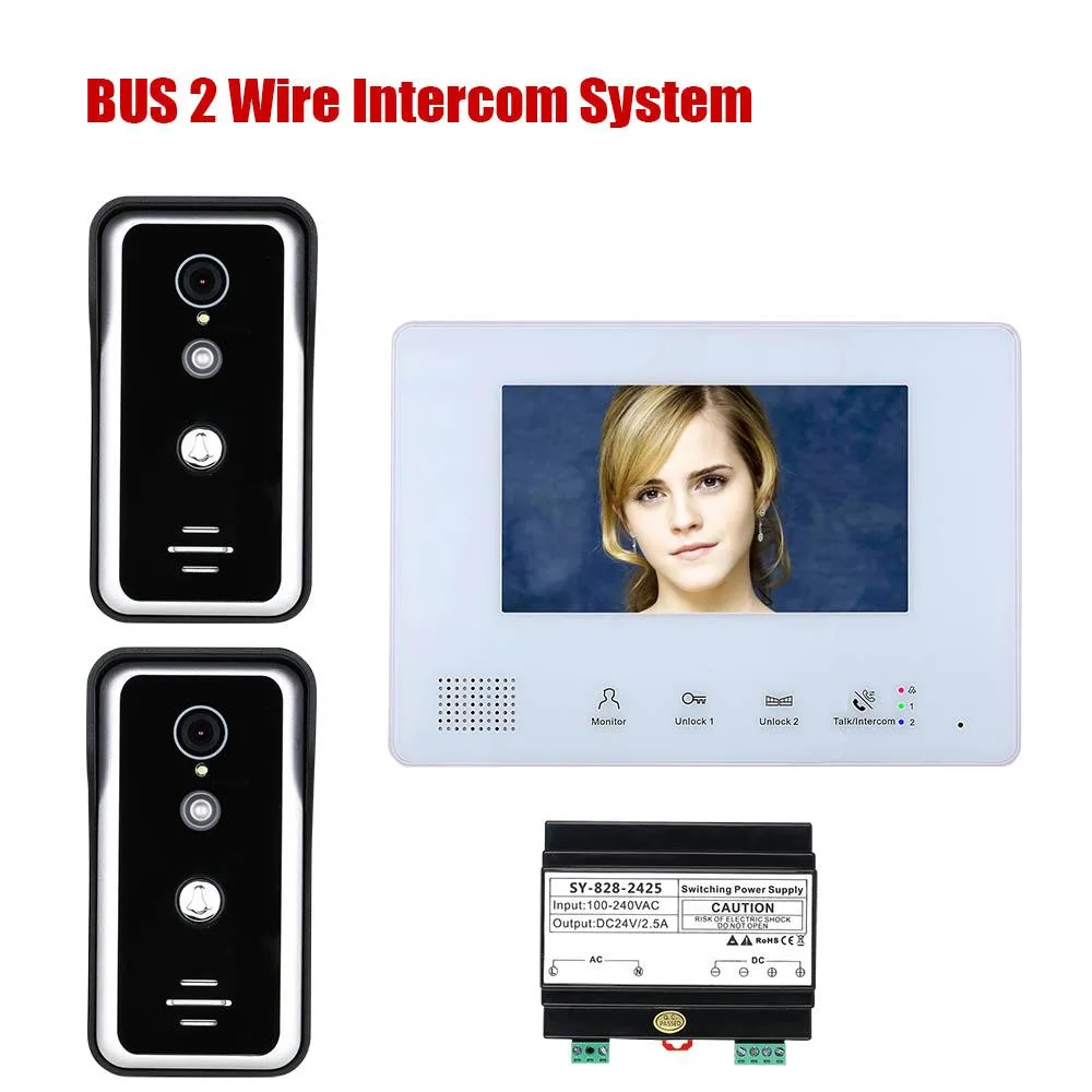 visiPower visiPower 7" 2-Wire Video Door Phone Intercom 2+1 access — product photo
