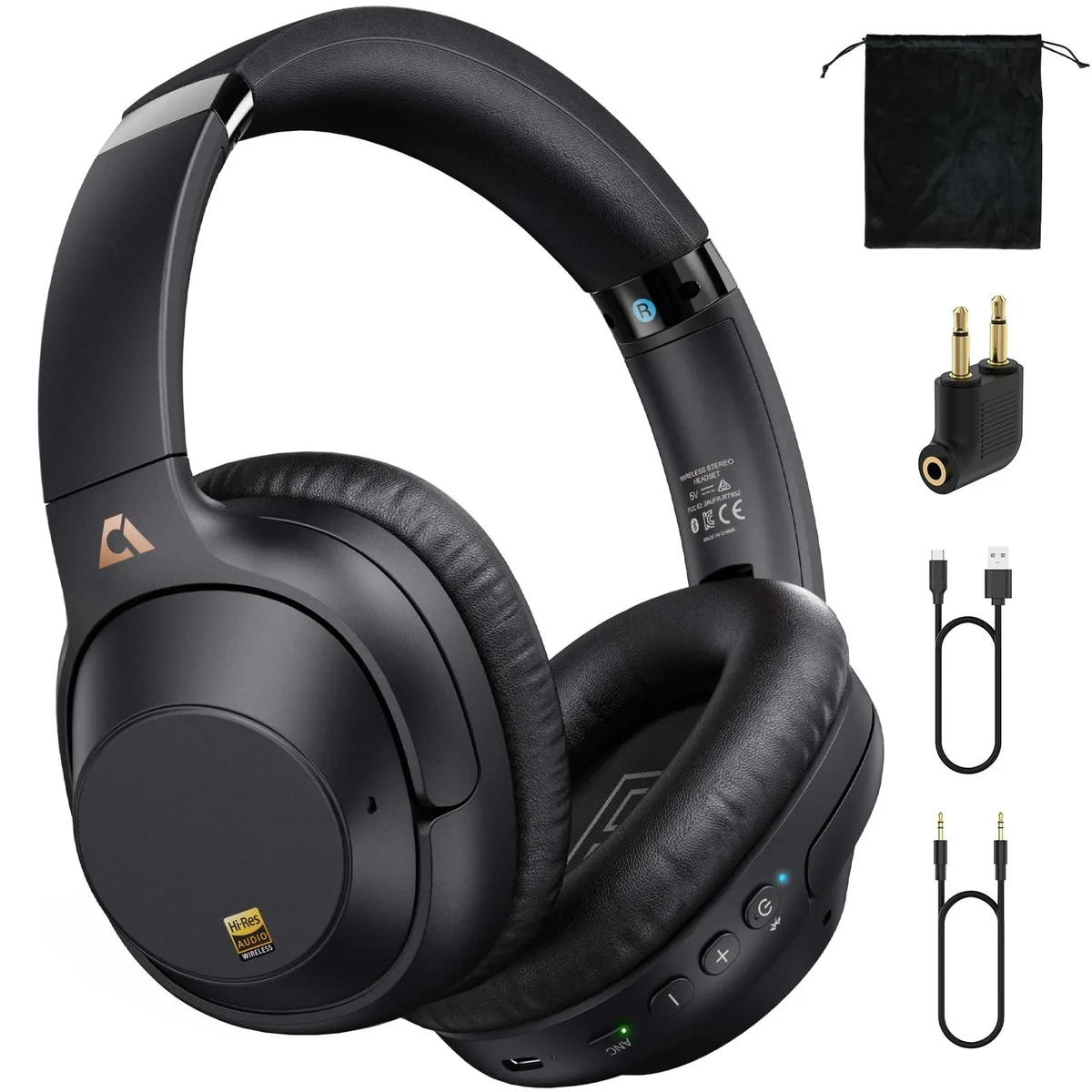 Lava Lite E500 Pro+ over-ear headphones, Bluetooth 6.0, ANC, 90 h, black — product photo