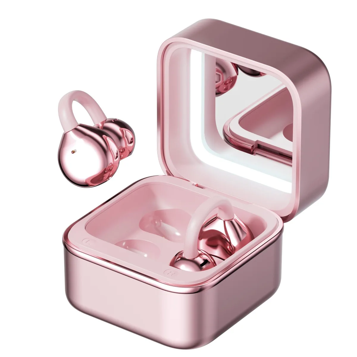  xzqioue HZJEJ Clip-On Headphones Pink Bluetooth 6.0 60h 300mAh — product photo