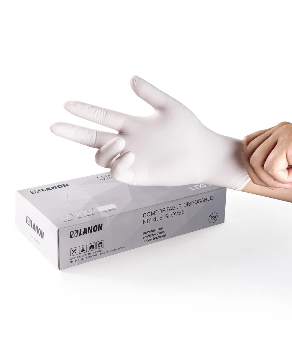 Box of 100 medium grey disposable nitrile gloves