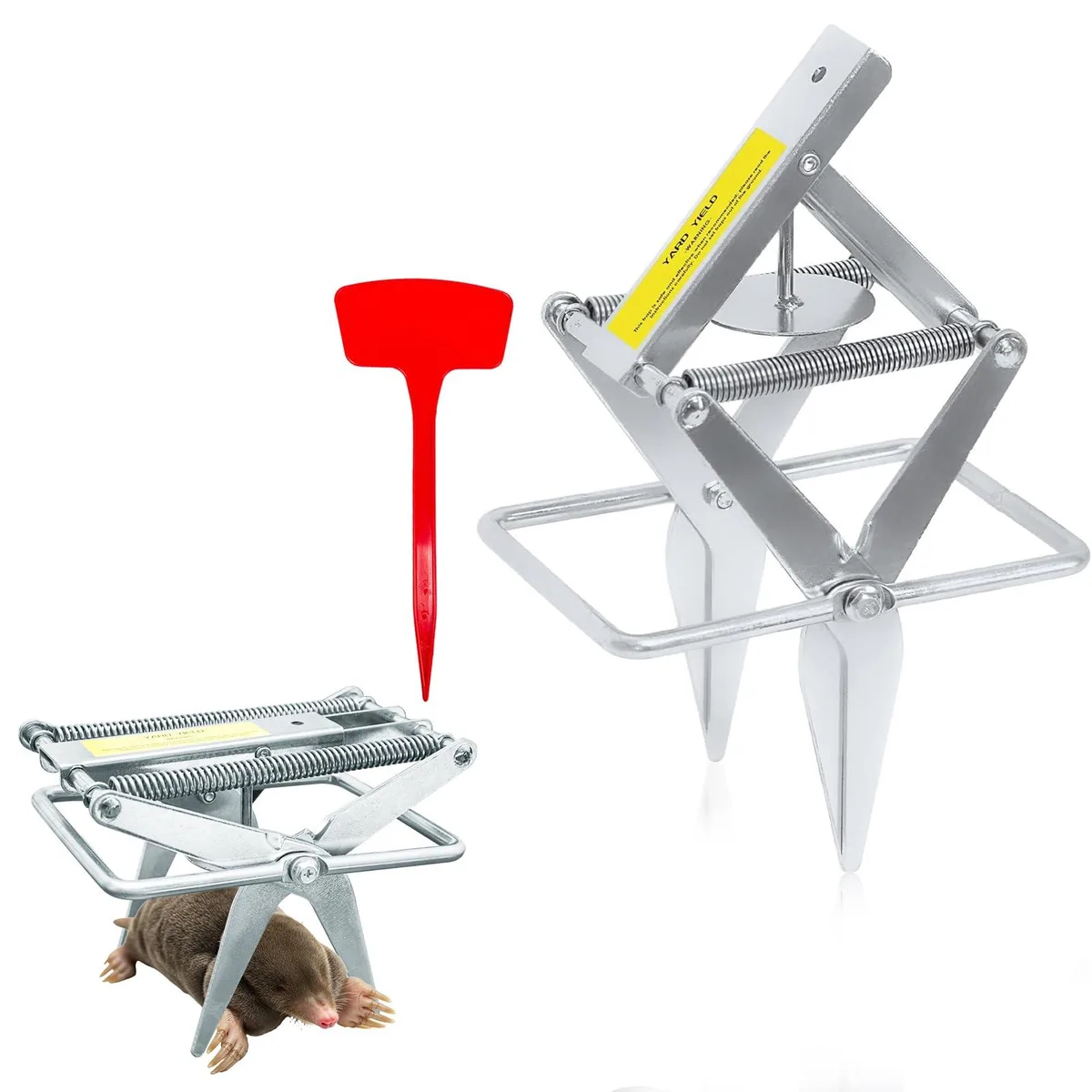 Galvanised steel scissor mole trap, silver finish