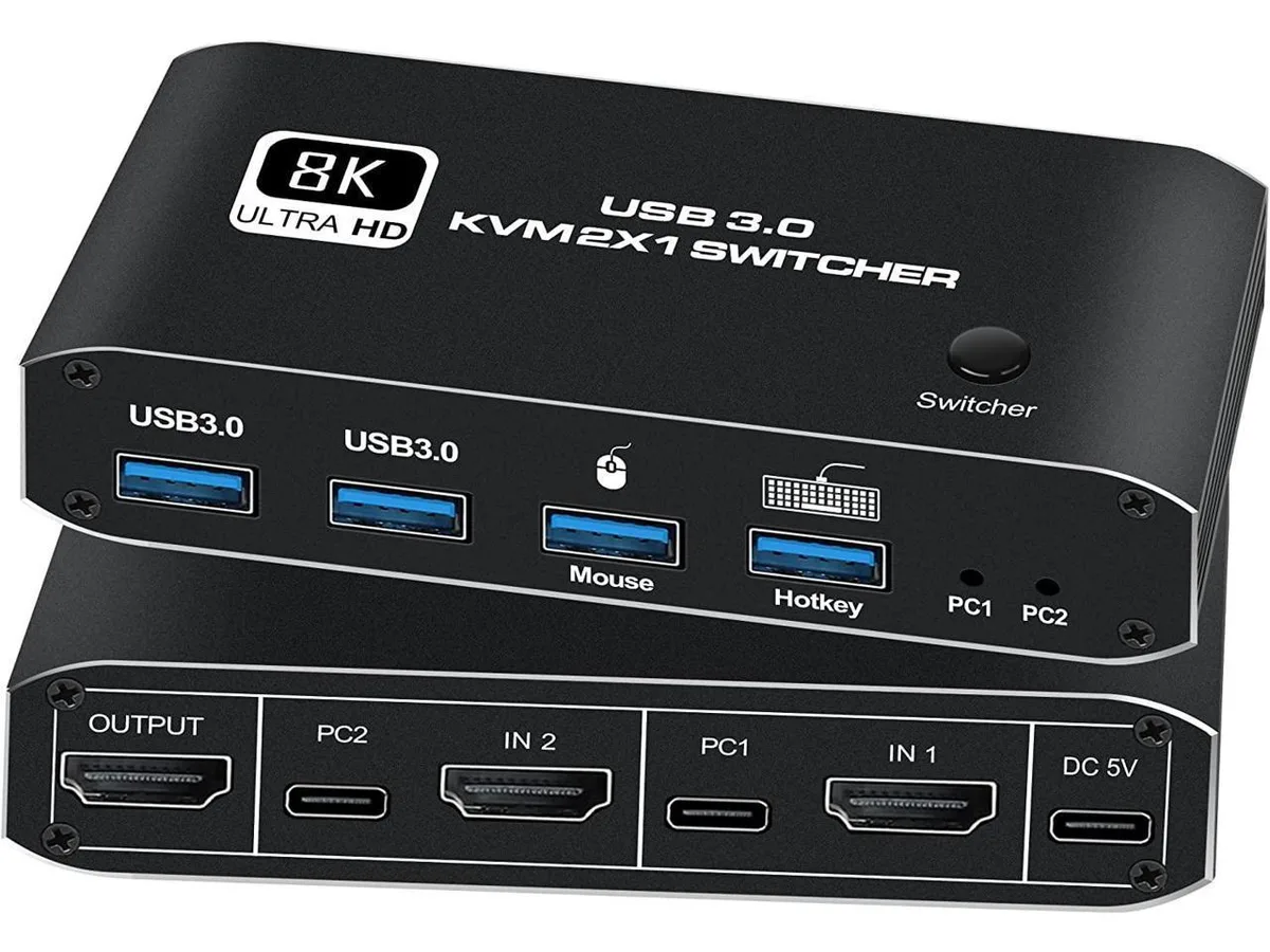 KEHIPI KEHIPI HDMI 2.1 KVM Switch 2×1 8K 60 Hz 4K 120 Hz 4× USB 3.0 — product photo
