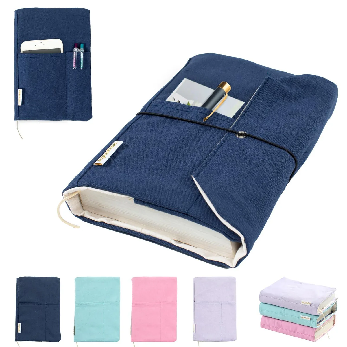Aplufine BC Canvas Book Cover Navy 8.5 in 4.5-8 in 12oz — product photo