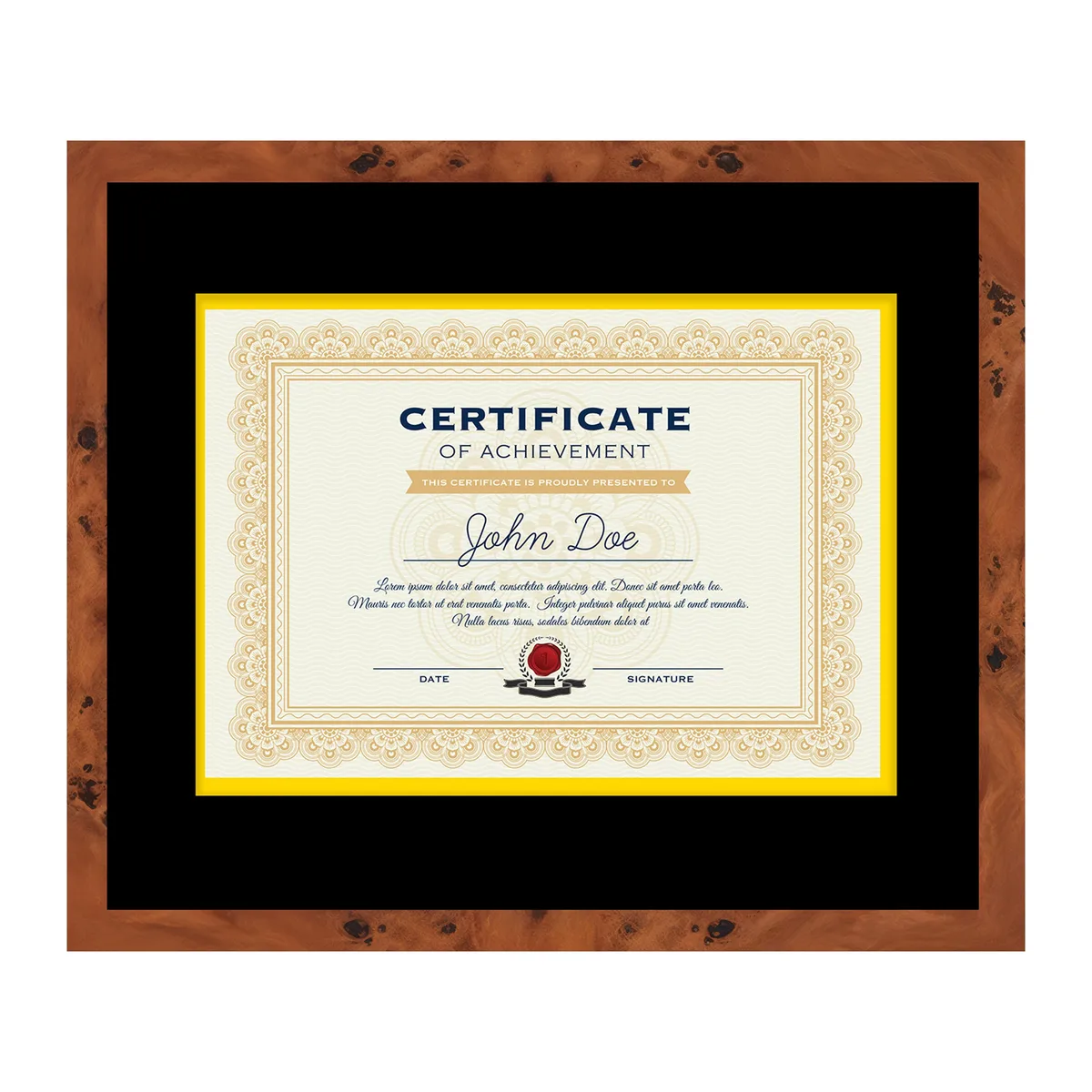 CustomPictureFrames.com CustomPictureFrames.com 15x18 Brown Diploma Frame Black on Gold Double Mat Home Accent — product photo