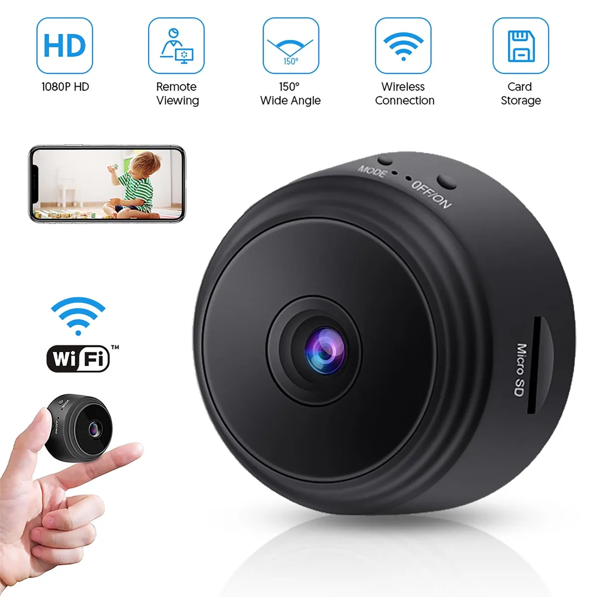 NShi NShi 1080P HD Mini Indoor Camera 150° Night Vision 24/7 Recording — product photo