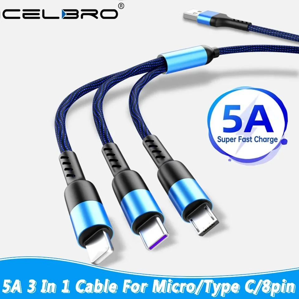 Defendwe Defendwe 3-in-1 USB Cable 125CM Micro USB Type-C 8pin — product photo