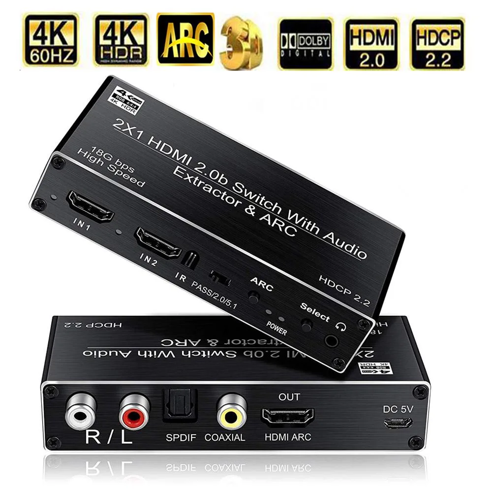 LUOM LUOM OZV2 4K@60Hz HDMI 2×1 Switch with Audio Extractor — product photo
