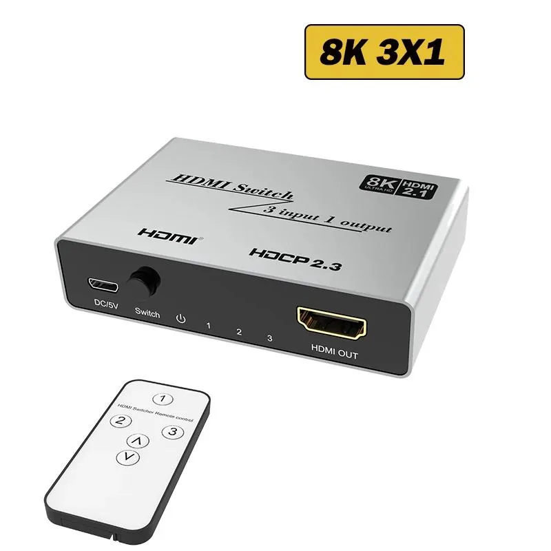 YINGHUA YINGHUA 8K HDMI 2.1 KVM Switch 3x1 48Gbps IR Remote — product photo