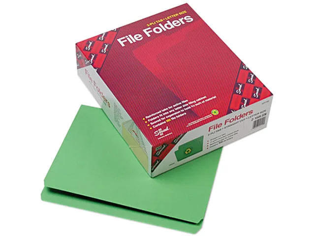 Smead Smead 12110 File Folder Straight Cut Reinforced Top Tab Letter Green 100/Box 11-pt Stock — product photo