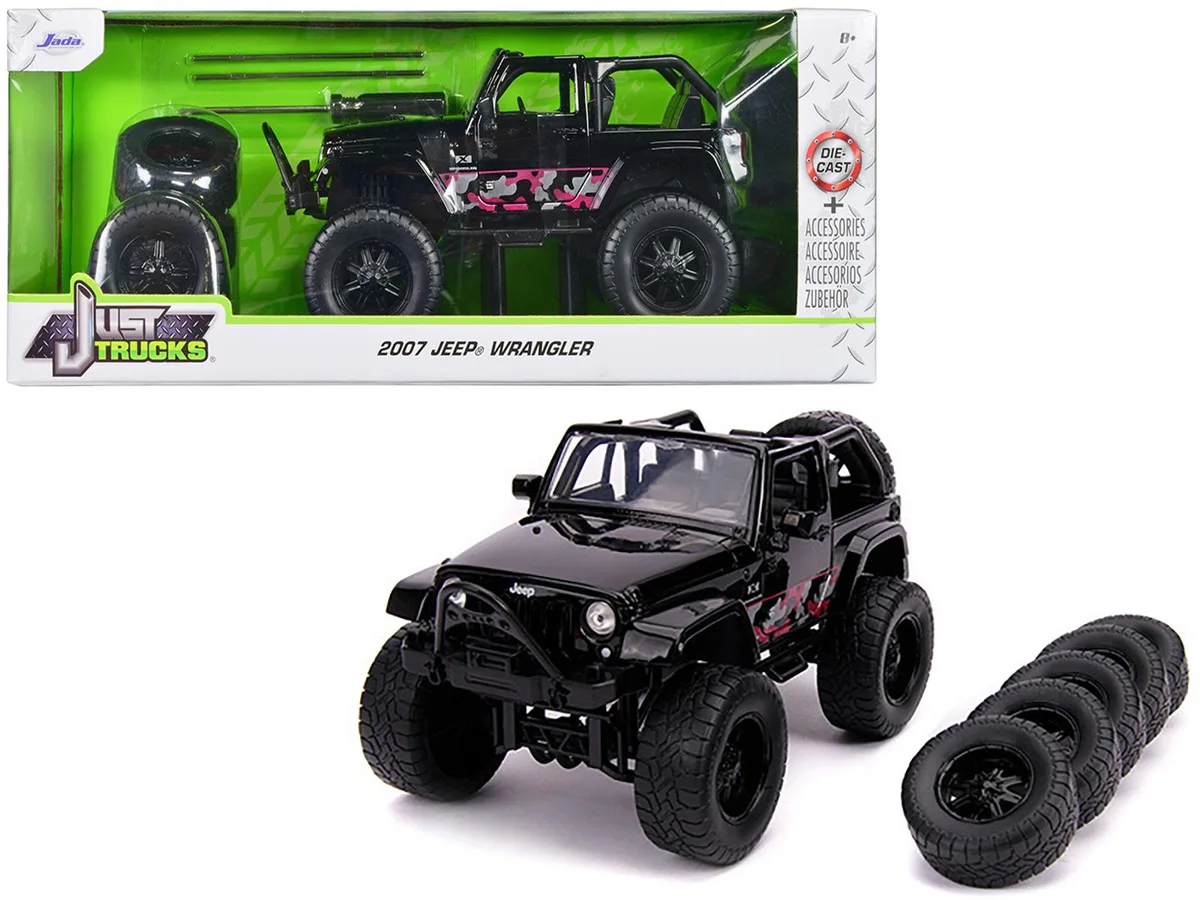 Jada Jada 2007 Jeep Wrangler Black 1/24 Diecast hobby collectible — product photo