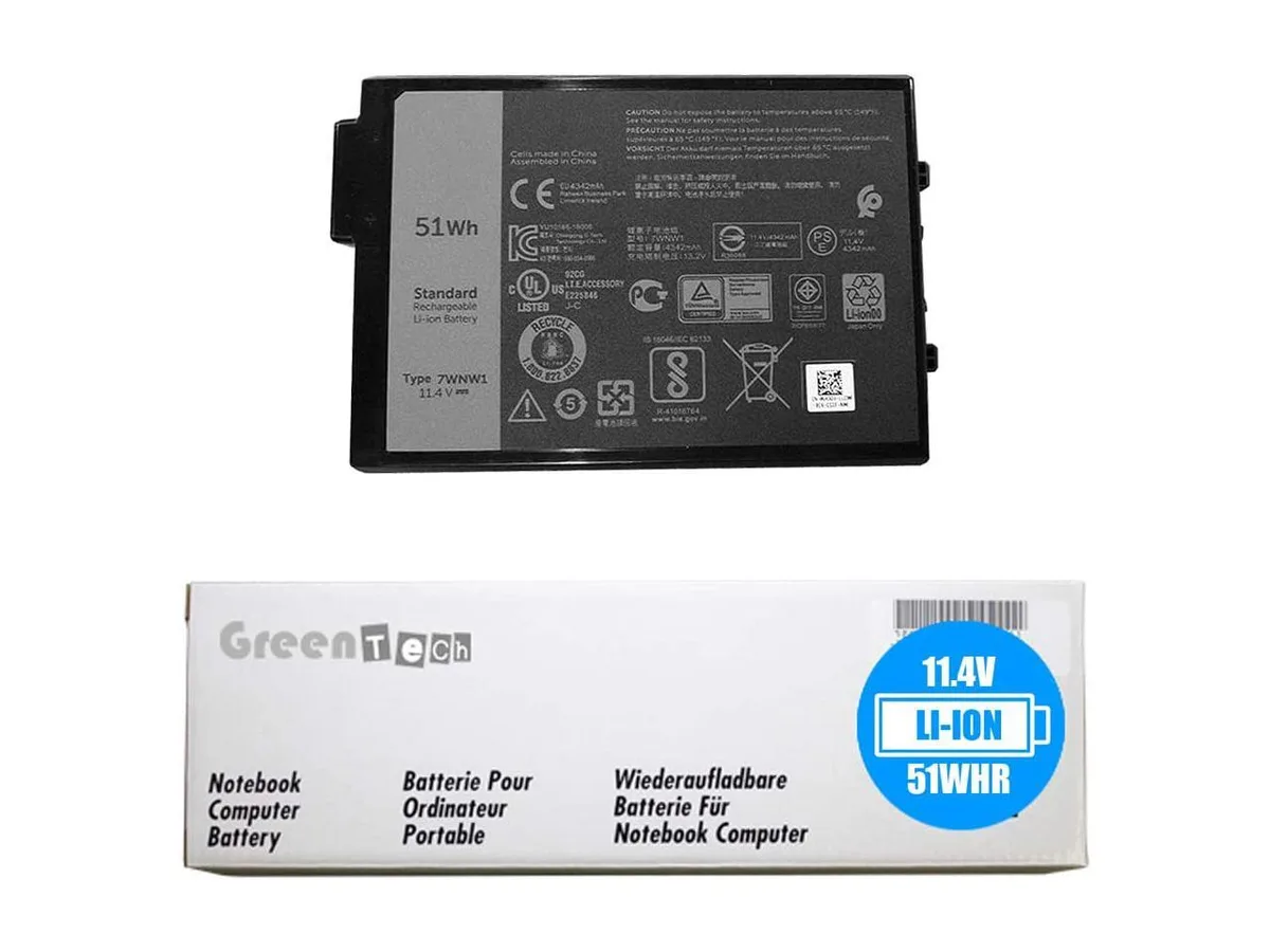 NShi NShi 7WNW1 laptop battery 11.4V 51Whr 3-cell Dell Latitude 5420 5424 7424 Rugged — product photo