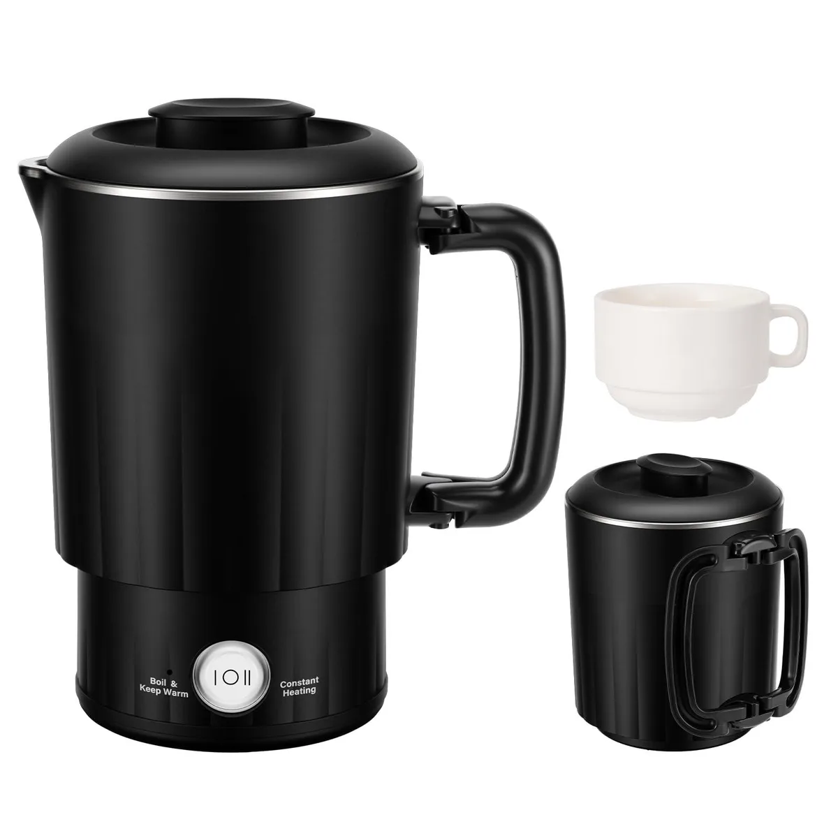  PAHTTO Travel Electric Kettle 600 ml Black with Ceramic Cup — product photo