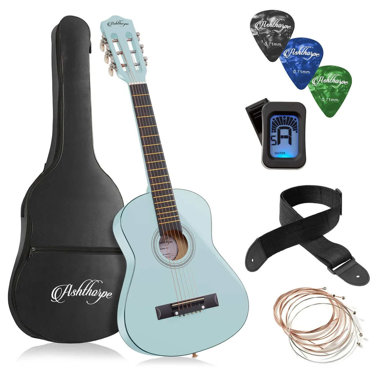 Ashthorpe Ashthorpe 30-inch Kids Acoustic Guitar Light Blue — product photo