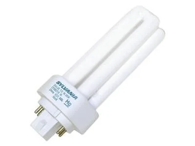Transparent triple-tube fluorescent bulb with 4-pin base