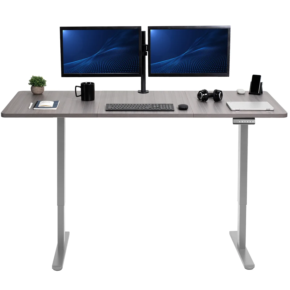 VIVO VIVO Electric Dual Motor 71 x 30 Standing Desk Dark Gray Top Gray Frame office furniture — product photo