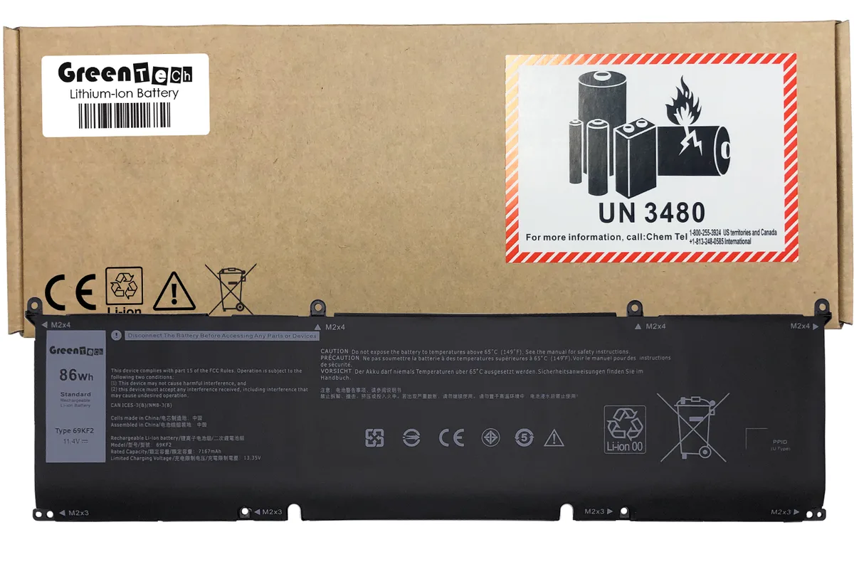 NShi NShi 69KF2 6-cell 11.4V 7544mAh laptop battery for Dell Precision 5550 XPS 9500 Alienware M15 M17 R3 — product photo
