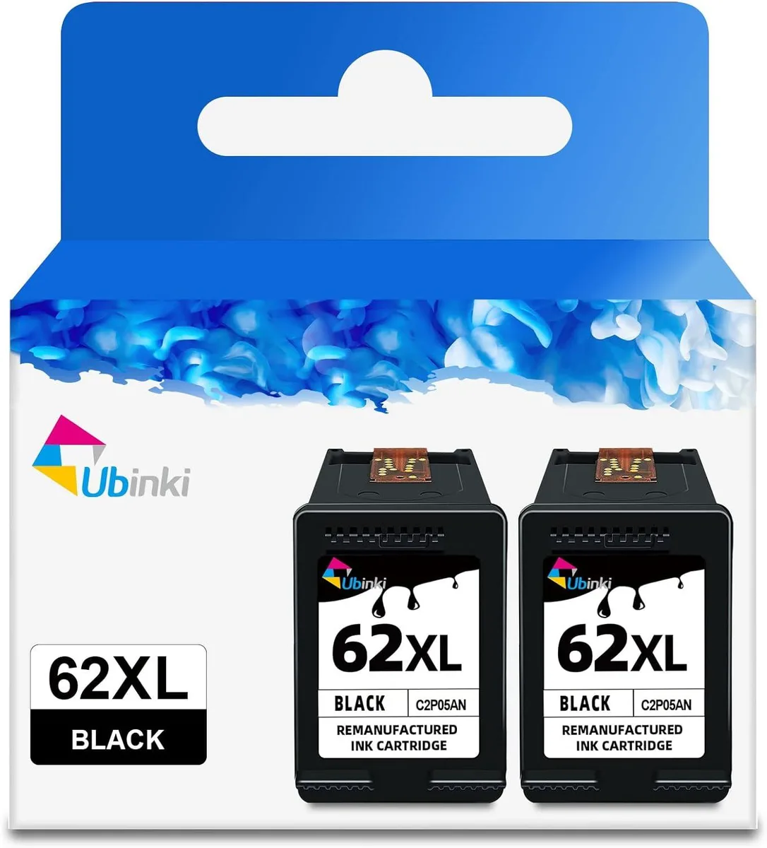 NuoTo NuoTo 62XL black ink cartridge 2 pack for HP Envy OfficeJet printers — product photo