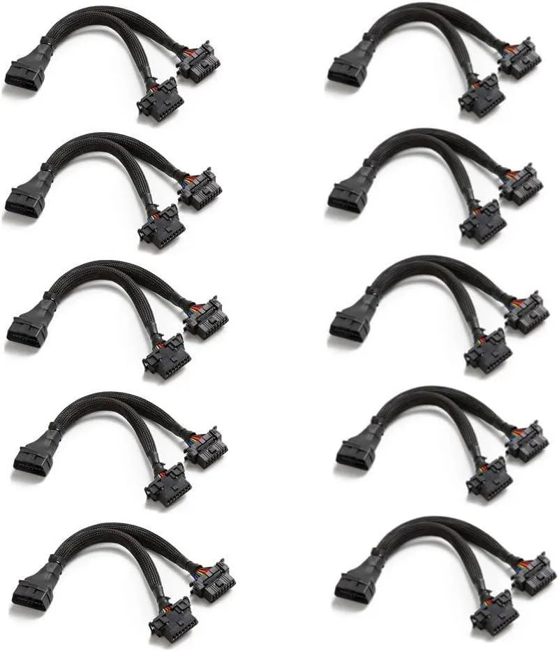 TAURKENAM TAURKENAM OBD II 16 Pin Splitter 1 Male 2 Female 30cm 10 Pack — product photo