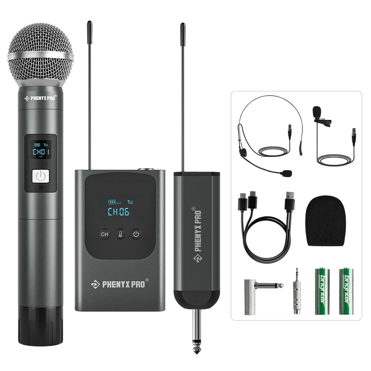  Phenyx Pro Dual Digital Wireless Microphone System 2x15 UHF 1H1B — product photo