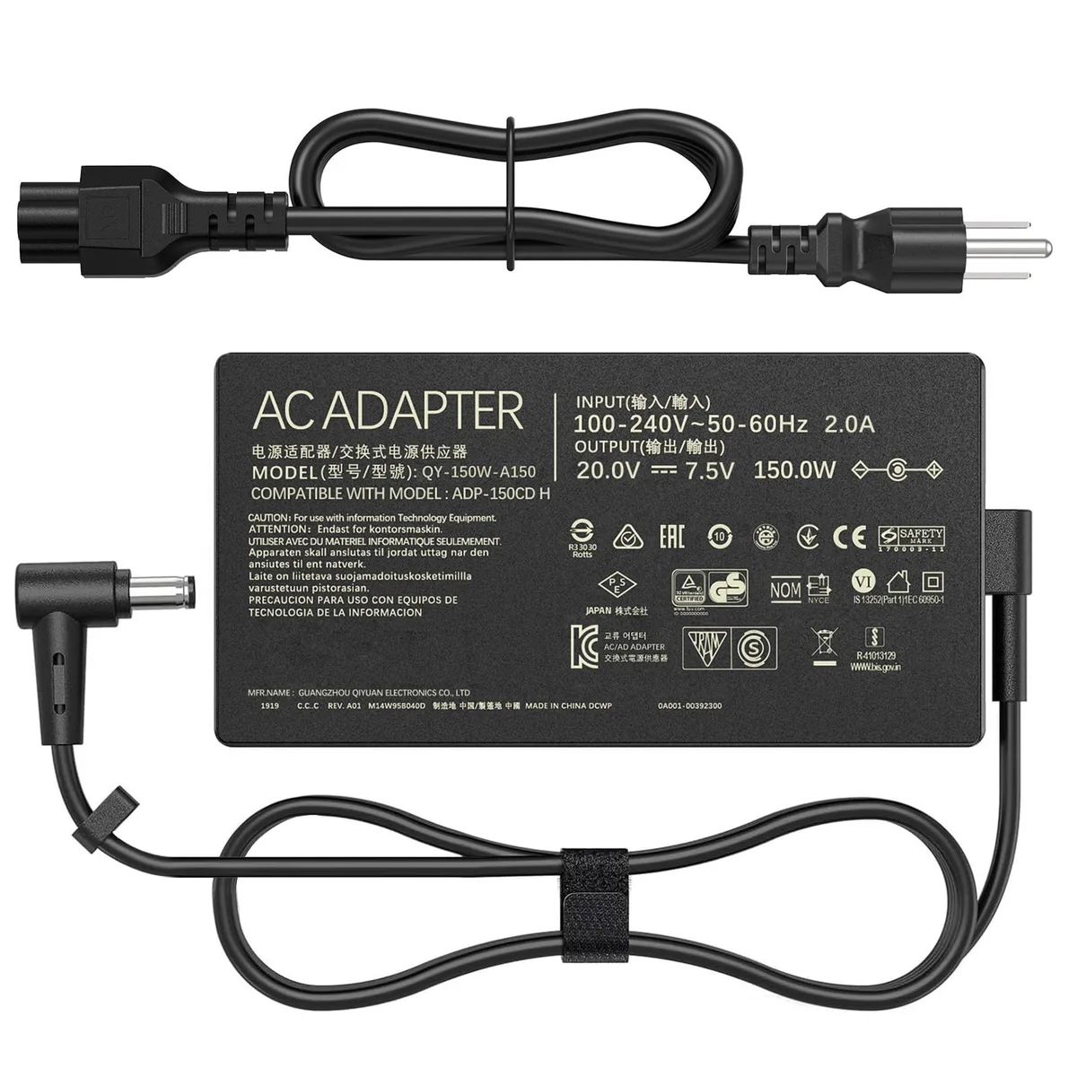  DELL QY-150W-A150 150W AC Adapter 6.0×3.7mm 4.5×3.0mm — product photo