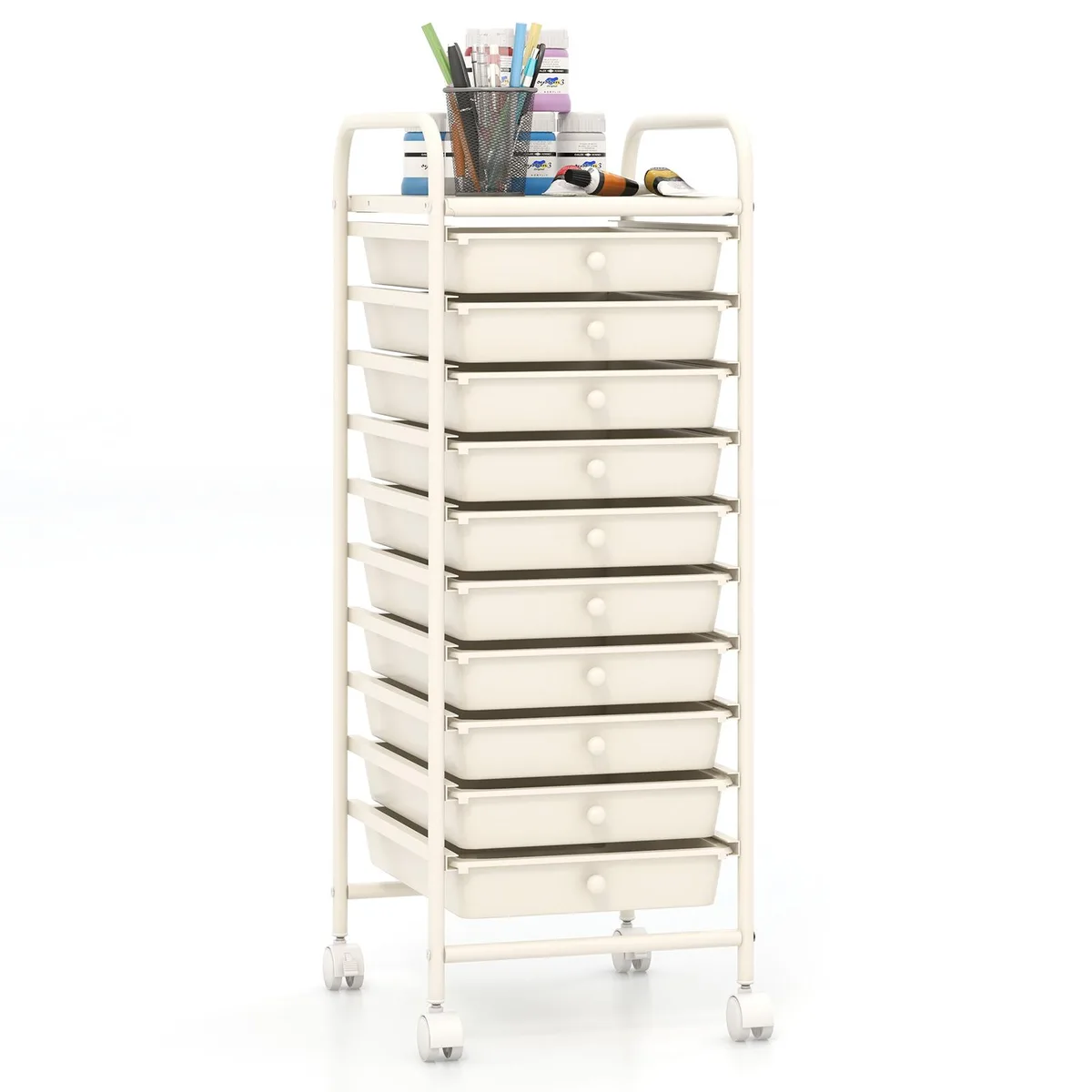 SlickBlue SlickBlue 10-Drawer Rolling Storage Cart White 13" x 15" x 34 — product photo