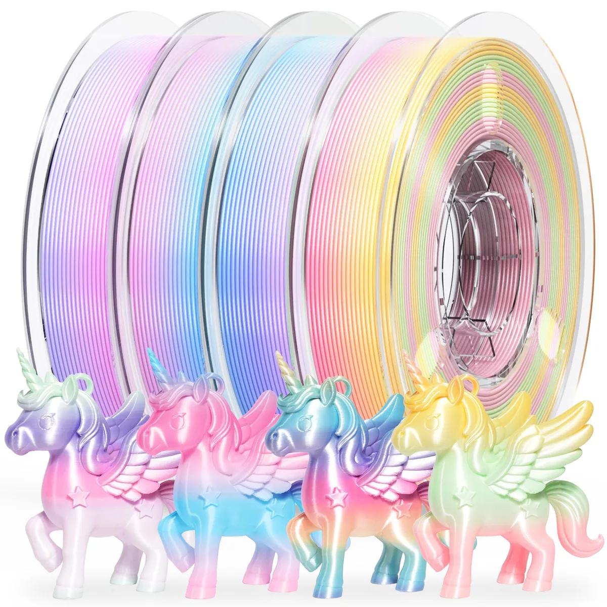 PINBALL Silk Rainbow PLA Filament 1.75mm 500gx4 — product photo