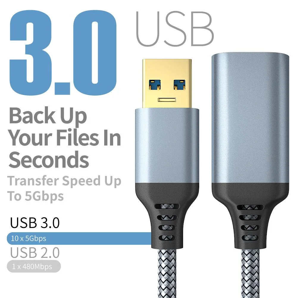 HANNORD HANNORD USB 3.0 Extension Cable Type A Male to Female Gray 1.64 ft — product photo