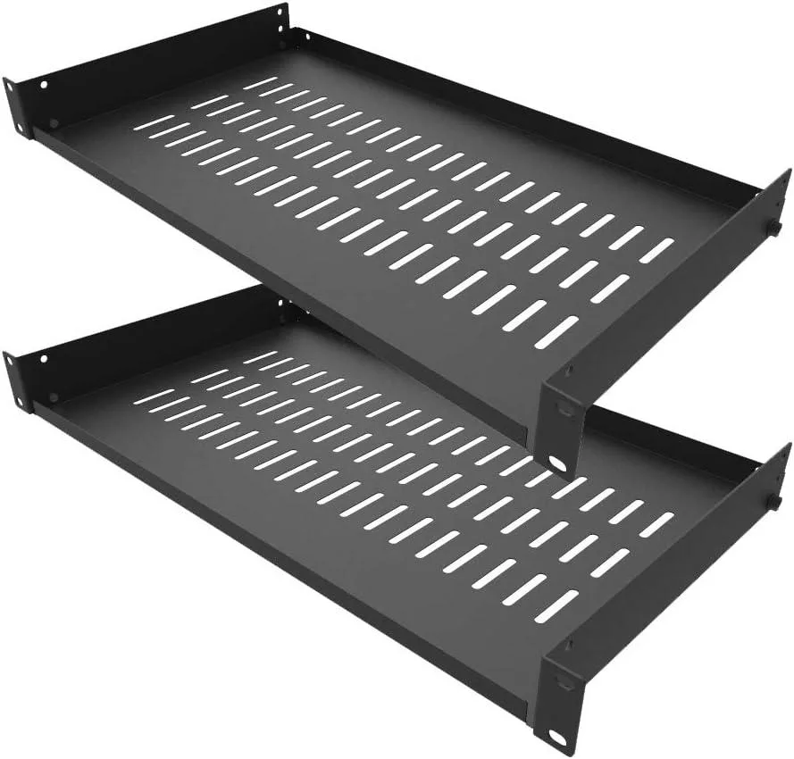 TAURKENAM TAURKENAM 2-Pack 1U Vented Cantilever Shelf 10" Deep 19" Rack 44lb — product photo