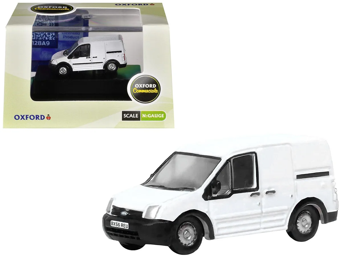Oxford Diecast Oxford Diecast Ford Transit Connect Van RHD Frozen White 1/148 Scale Diecast Hobby Collectible — product photo