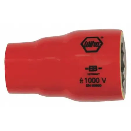 Chrome-finish insulated socket, 12-point, 1/2 inch drive