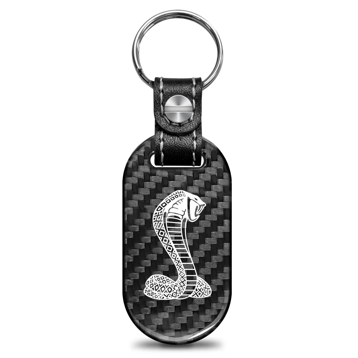 iPick Image, LLC iPick Image, LLC Ford Mustang Cobra 100% Real Black Carbon Fiber Tag Style Key Chain — product photo