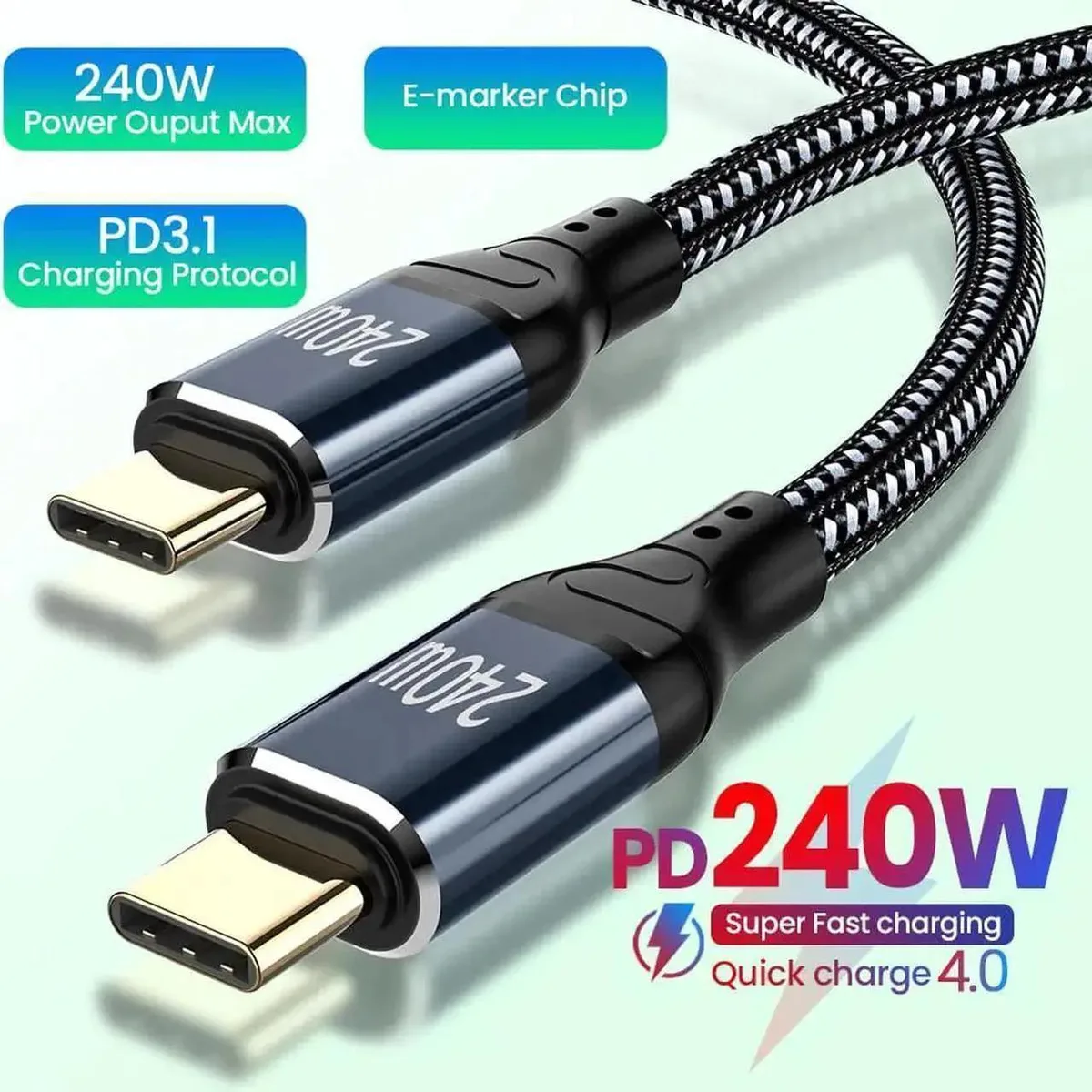 Vszerda Vszerda USB C to USB C Cable 1M 240W E-Mark Chip 480Mbps — product photo